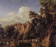 Canal scenery gentleman Jan van der Heyden